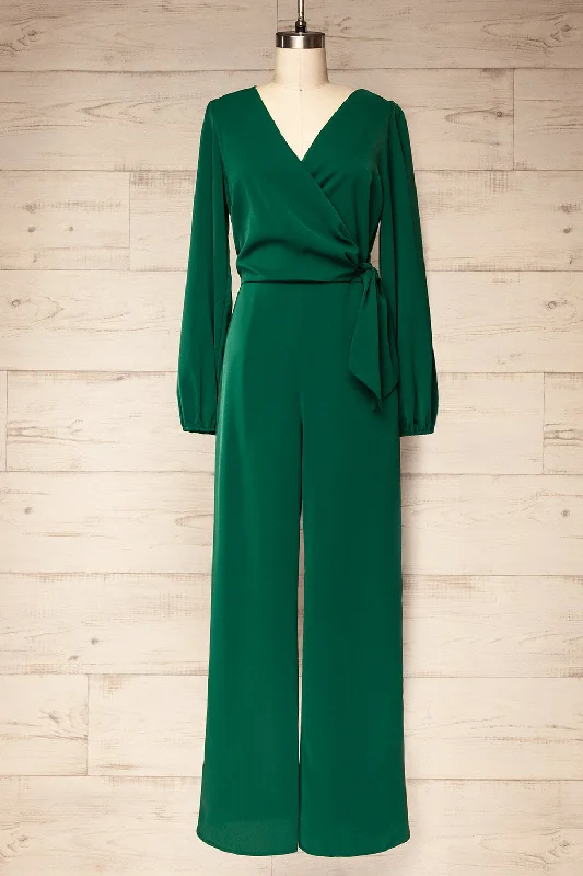 Nantwich Green | Silky Long-Sleeved Jumpsuit